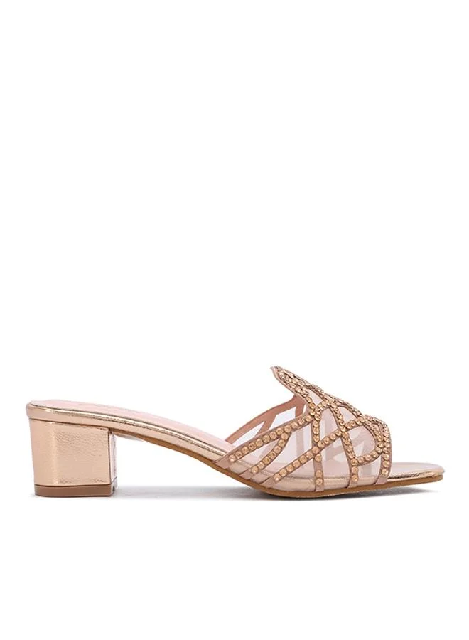 فايور Stylish Crystal-Lattice Mesh Block Heel MY 396