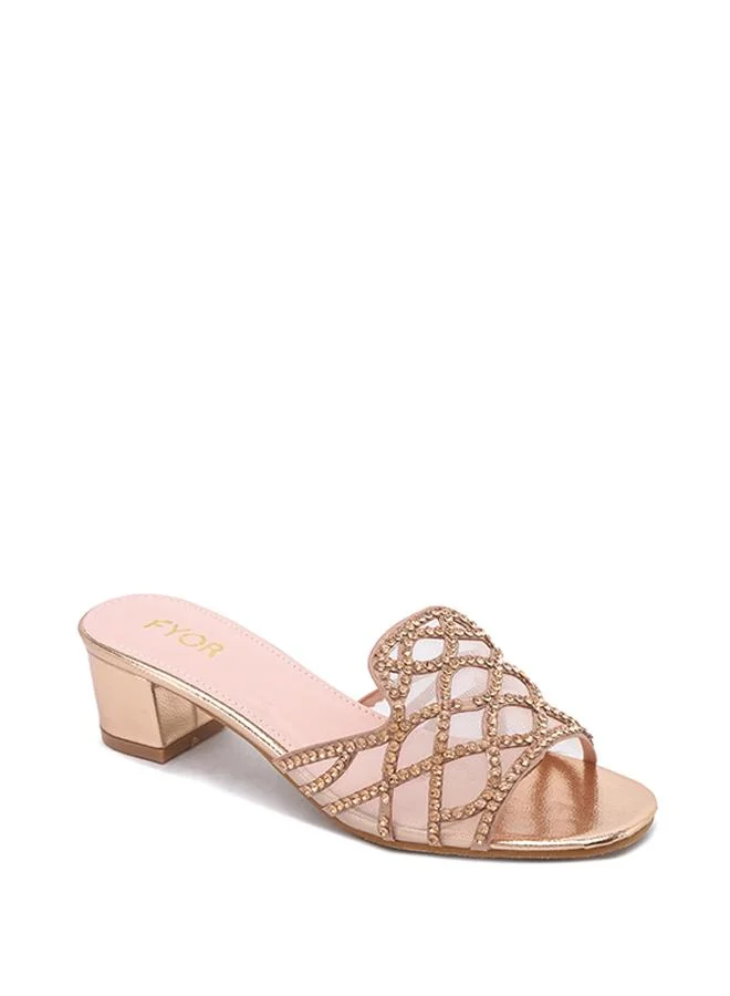 فايور Stylish Crystal-Lattice Mesh Block Heel MY 396