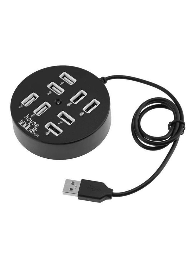 BURAQ High Speed 8 Ports USB 2.0 Portable Round Hub, Length: 60cmRound Circular 8 Ports USB 2.0 Hub Multi-port Splitter Expansion Adapter for Laptop Notebook PC, Support 1TB Mobile HDD(Black)  - Image 2