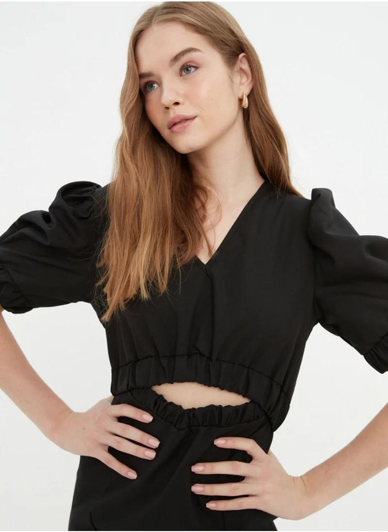 trendyol Puff Sleeve Cut Out Detail Dress