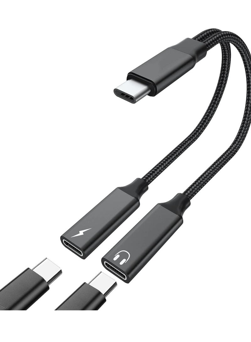 micro speed 2 in 1 Type-C to Dual Type-C Adapter Cable for Charging and Audio for Headphones - Image 1