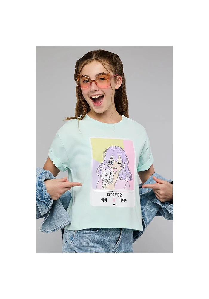 R&b Printed T-Shirt with Crew Neck and Short Sleeves