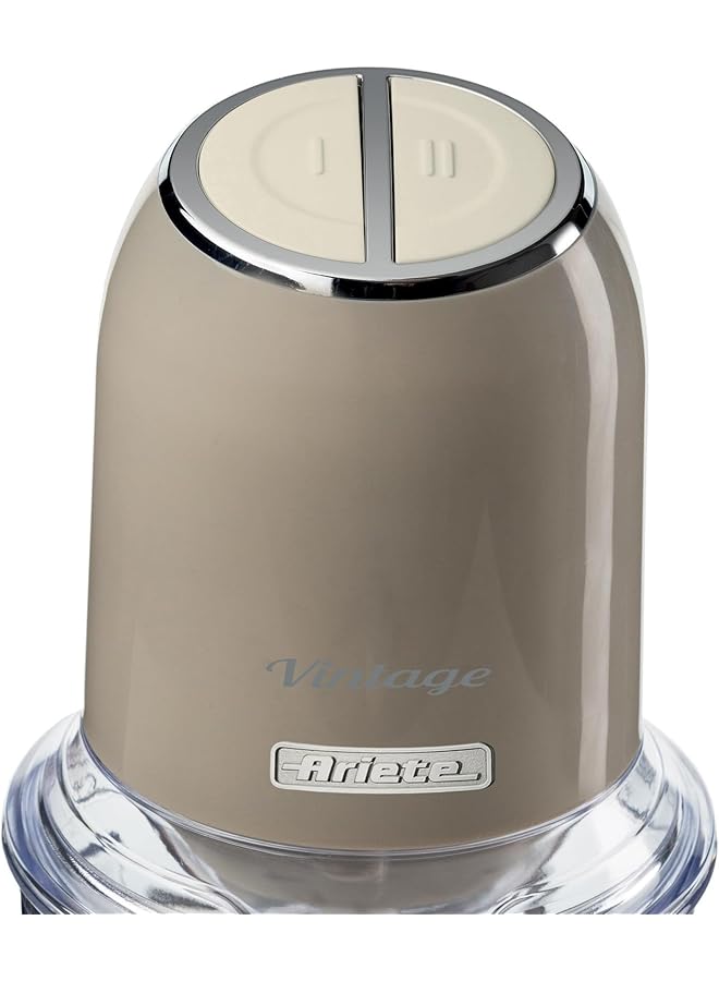 Ariete 400W Vintage Chopper Beige 2 Speed Chopper 2 Buttons And 4 Stainless Steel Blades. Vegetable Grinder And Ice Crusher. 600Ml Graduated Cup. With 3 Years  - Image 3