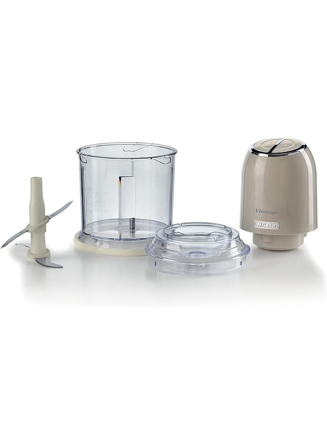 Ariete 400W Vintage Chopper Beige 2 Speed Chopper 2 Buttons And 4 Stainless Steel Blades. Vegetable Grinder And Ice Crusher. 600Ml Graduated Cup. With 3 Years  - Image 4