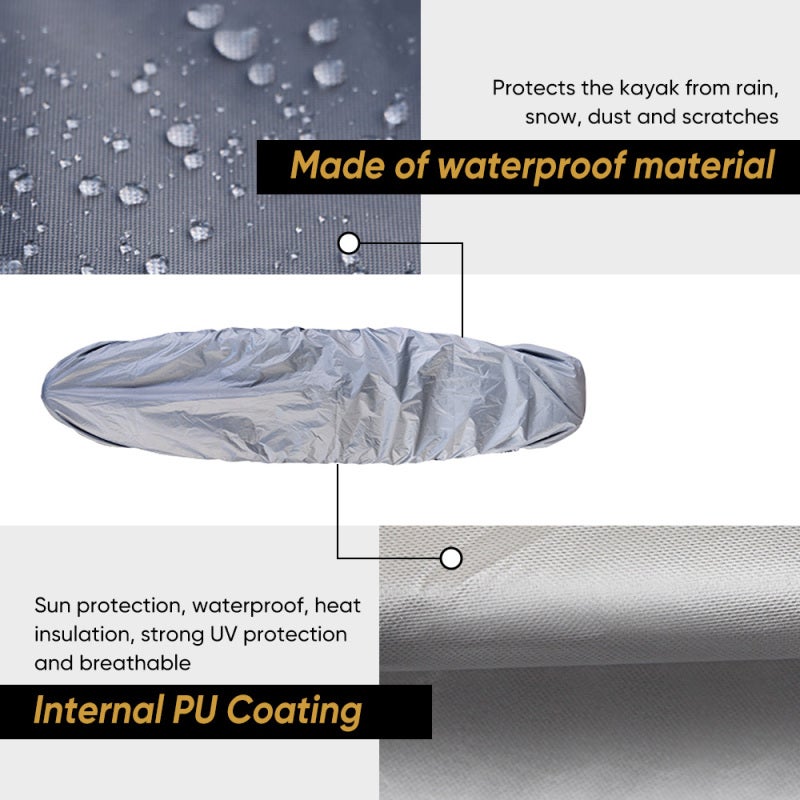 Waterproof Kayak Cover Size L Premium 420D Oxford Cloth With PU Coating - Heavy-Duty Windproof Canoe Cover for Outdoor Kayak Canoe SUP Fishing Boat Protection - Image 5