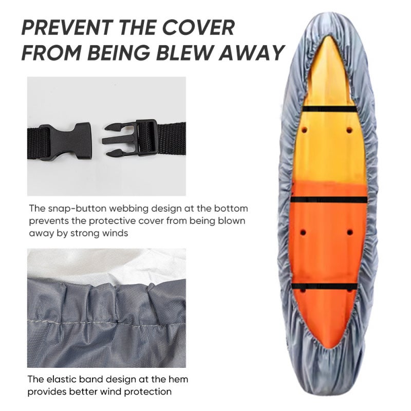 Waterproof Kayak Cover Size L Premium 420D Oxford Cloth With PU Coating - Heavy-Duty Windproof Canoe Cover for Outdoor Kayak Canoe SUP Fishing Boat Protection - Image 4