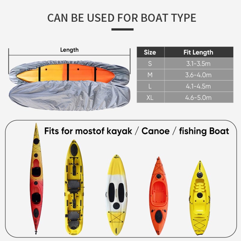 Waterproof Kayak Cover Size L Premium 420D Oxford Cloth With PU Coating - Heavy-Duty Windproof Canoe Cover for Outdoor Kayak Canoe SUP Fishing Boat Protection - Image 3