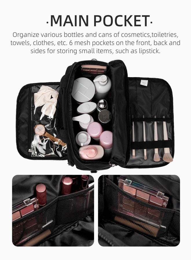 WESTBRONCO Small Toiletry Bag for Women with Jewelry Organizer, Lightweight Large Travel Toiletry Bag, Puffy Quilted Makeup Bag Organizer for Accessories, Essentials, Cosmetics, Toiletries - Image 4