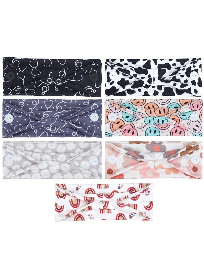 ABAMERICA Headbands with Button for Mask, Wide Nurses Headbands Non Slip Elastic Ear Protection for Women Men Doctors Sweatband Head Wrap  - Image 5