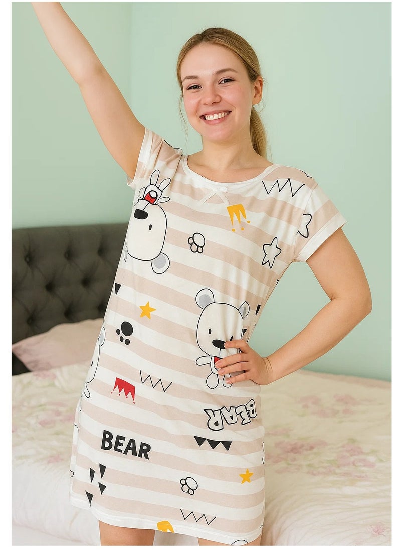 A quiet summer sleep shirt, very soft material, does not cause sweating, does not shrink, one size fits all weights and fits the body.