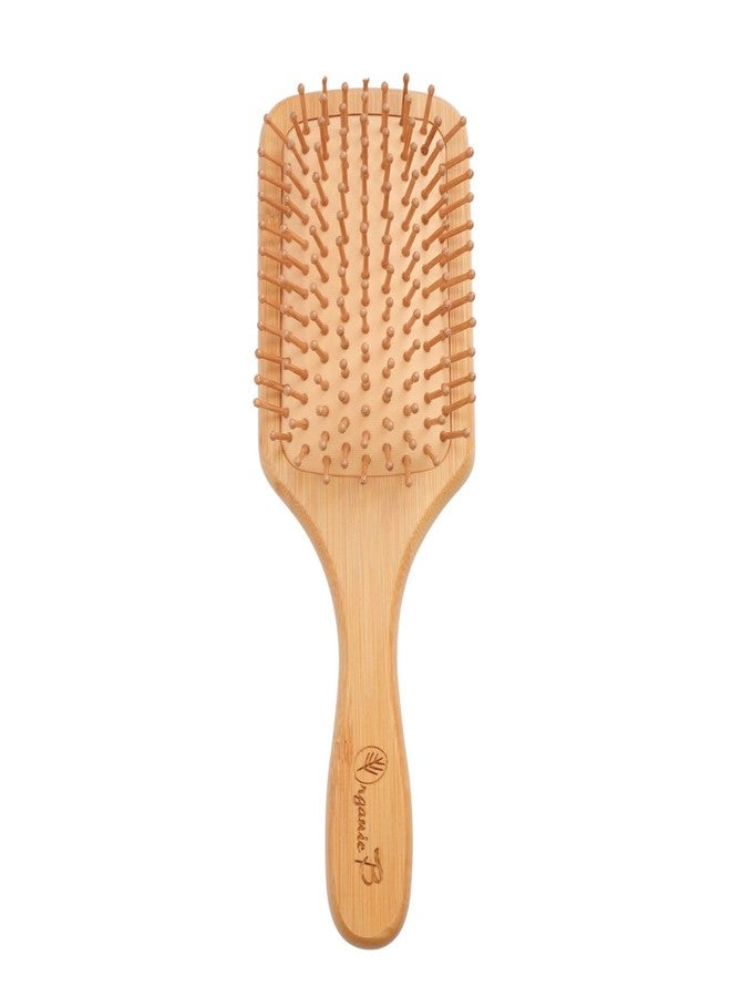 Organic B Solid Bamboo Paddle Hair Brush with Wooden Handle & Bamboo Bristles | Eco-Friendly Hair Brush for Gentle Detangling, Smooth Styling & Daily Hair Care | Unisex Sustainable Grooming Tool - Image 5
