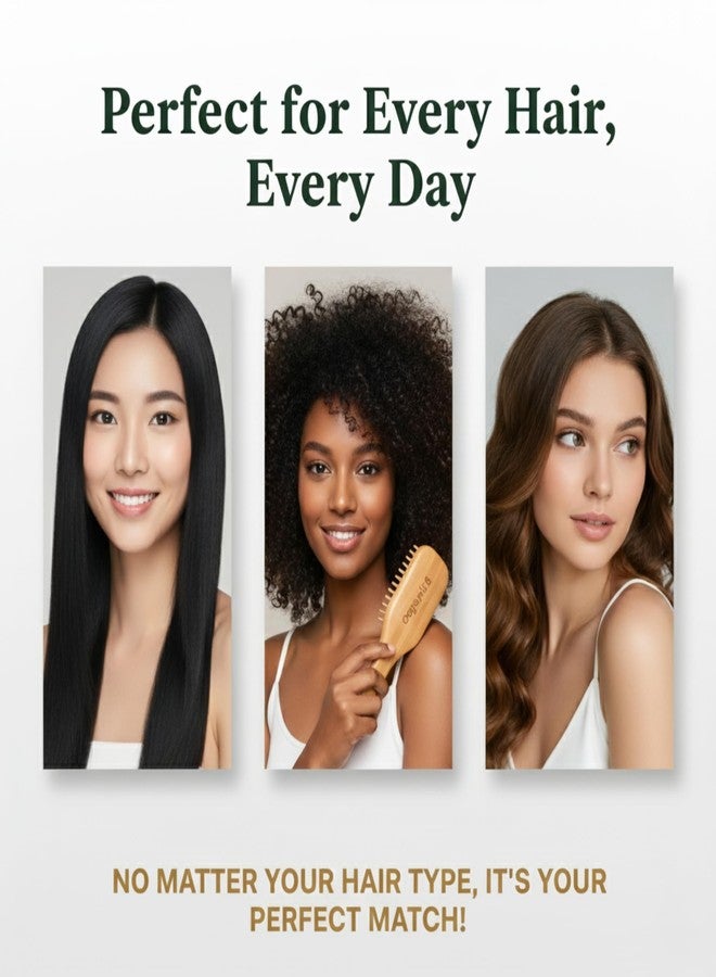 Organic B Solid Bamboo Paddle Hair Brush with Wooden Handle & Bamboo Bristles | Eco-Friendly Hair Brush for Gentle Detangling, Smooth Styling & Daily Hair Care | Unisex Sustainable Grooming Tool - Image 3