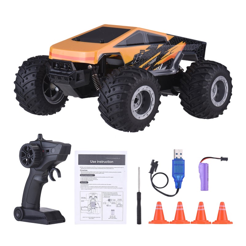 Remote Control Car, 2.4G All Terrain Off Road Vehicle with LED Headlights, Electric Toy for Boys Girls Yellow 1 Battery - Image 1