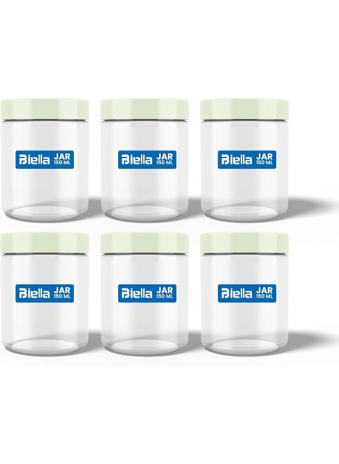 Biella 150 Ml Round Pet Jar/Plastic Container- 6Pcs-Bpa Free- 100% Recyclable And Food Grade.  - Image 1