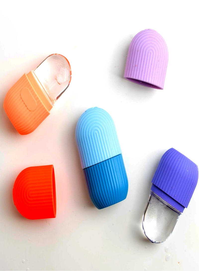 Generic Ice Roller For Face (Pack of 3) , Beautiful, Glowing & Flawless Skin, Ice Roller for Face & Body Massage, Ice Cube Roller for Skin & Body Care, Facial Beauty Ice Roller Skin Care Tools, Ice Facial Cube, Gua Sha Face Massage, Silicone Ice Mold for Face Beauty Eliminates Wrinkle & Acne (Pink, Purple & Blue)  - Image 2