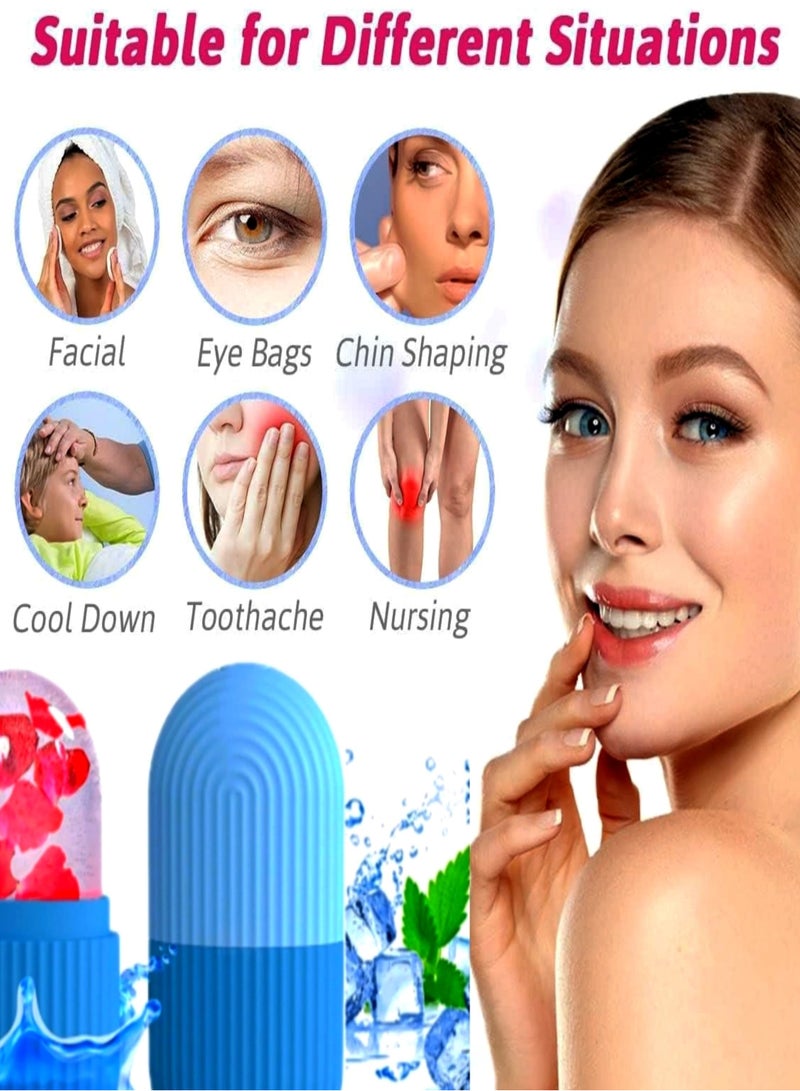 Generic Ice Roller For Face (Pack of 3) , Beautiful, Glowing & Flawless Skin, Ice Roller for Face & Body Massage, Ice Cube Roller for Skin & Body Care, Facial Beauty Ice Roller Skin Care Tools, Ice Facial Cube, Gua Sha Face Massage, Silicone Ice Mold for Face Beauty Eliminates Wrinkle & Acne (Pink, Purple & Blue)  - Image 3