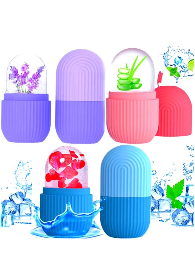 Generic Ice Roller For Face (Pack of 3) , Beautiful, Glowing & Flawless Skin, Ice Roller for Face & Body Massage, Ice Cube Roller for Skin & Body Care, Facial Beauty Ice Roller Skin Care Tools, Ice Facial Cube, Gua Sha Face Massage, Silicone Ice Mold for Face Beauty Eliminates Wrinkle & Acne (Pink, Purple & Blue)  - Image 1