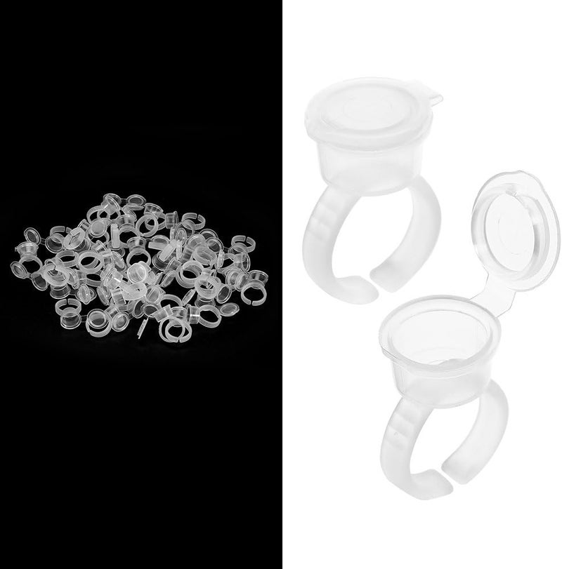 Ink Ring, 100pcs Pigment Ink Holder Container Cup Eyebrow Nail Art Rings Pigment Holder Container with Lid Kit for Ink - Image 5