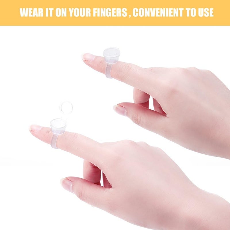Ink Ring, 100pcs Pigment Ink Holder Container Cup Eyebrow Nail Art Rings Pigment Holder Container with Lid Kit for Ink - Image 3