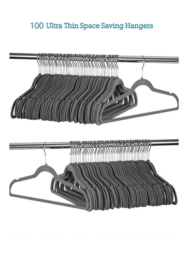 VELVET 100 flocking hangers, grey flocking galvanized hooks - Image 2