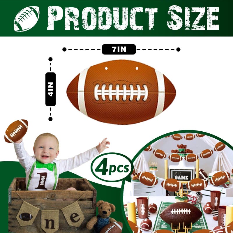 Rasonus Football Party Decorations Banner 2026 Super Sports Theme Hanging Garland for Birthday Game Day Tailgate Accessories Supplies - Adults Bowl Fan Gift for Balloons Classroom Decor Party Favors 4 Pack - Image 2