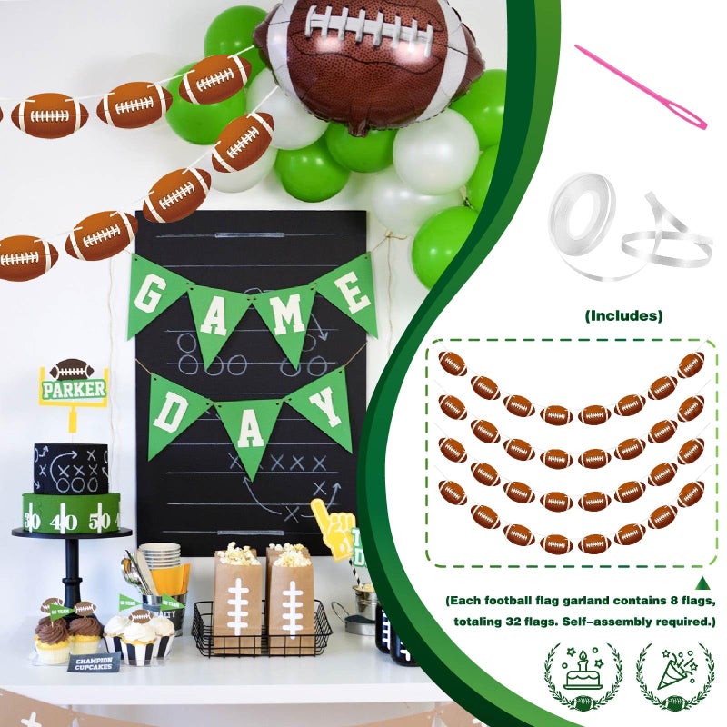 Rasonus Football Party Decorations Banner 2026 Super Sports Theme Hanging Garland for Birthday Game Day Tailgate Accessories Supplies - Adults Bowl Fan Gift for Balloons Classroom Decor Party Favors 4 Pack - Image 4
