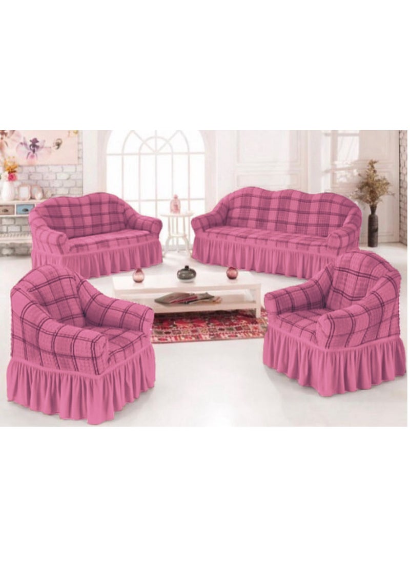 EVORY HOME Turkey Sofa Cover 4-Pieces Set of 7-Seater (3+2+1+1) Super Stretchable Anti-Wrinkle Slip Resistant Furniture Protector  - Image 1