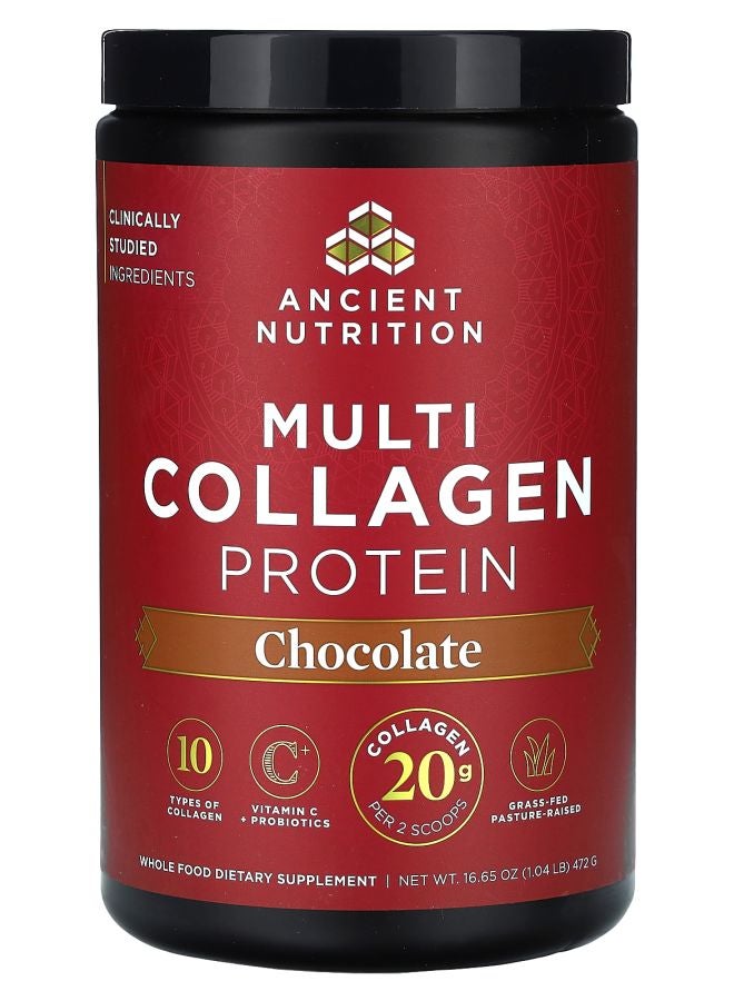 Ancient Nutrition بروتين الكولاجين المتعدد بالشوكولاتة 1.04 رطل (472 جرام)