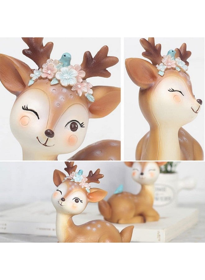 DOYIFun Pack Of 2 Resin Fawn Doe Figurines Toys Cute Deer Cake Toppers Statues Baby Shower Birthday Wedding Party Decor - Image 3