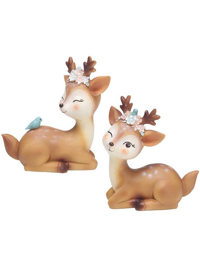 DOYIFun Pack Of 2 Resin Fawn Doe Figurines Toys Cute Deer Cake Toppers Statues Baby Shower Birthday Wedding Party Decor - Image 2