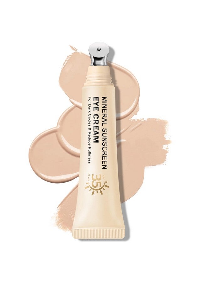 كيو اي يو اف اس اس اي كريم العين الواقي من الشمس المعدني من QIUFSSE، كريم 3 في 1 تحت العين، لعلاج الانتفاخات والهالات السوداء والتجاعيد، مضاد للشيخوخة، مفتح ومُخفي تحت العين، عامل حماية من الشمس 35 (فاتح) - Image 1