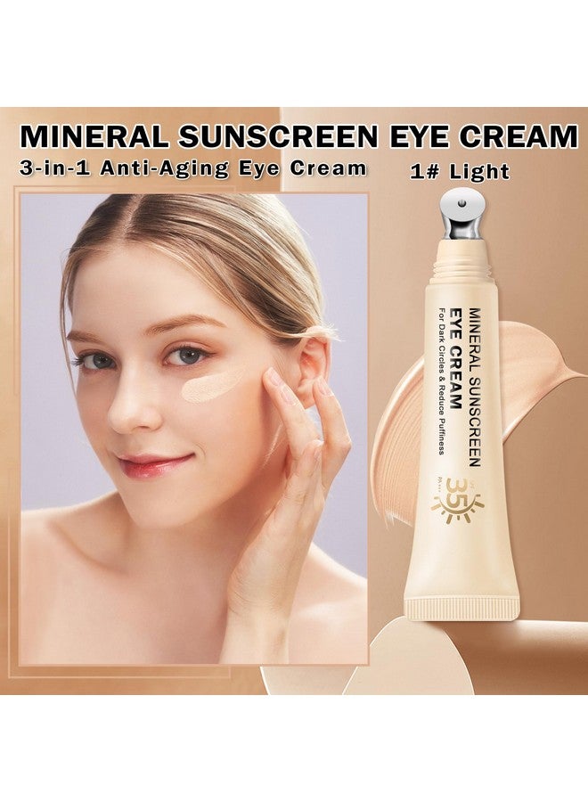 كيو اي يو اف اس اس اي كريم العين الواقي من الشمس المعدني من QIUFSSE، كريم 3 في 1 تحت العين، لعلاج الانتفاخات والهالات السوداء والتجاعيد، مضاد للشيخوخة، مفتح ومُخفي تحت العين، عامل حماية من الشمس 35 (فاتح) - Image 2