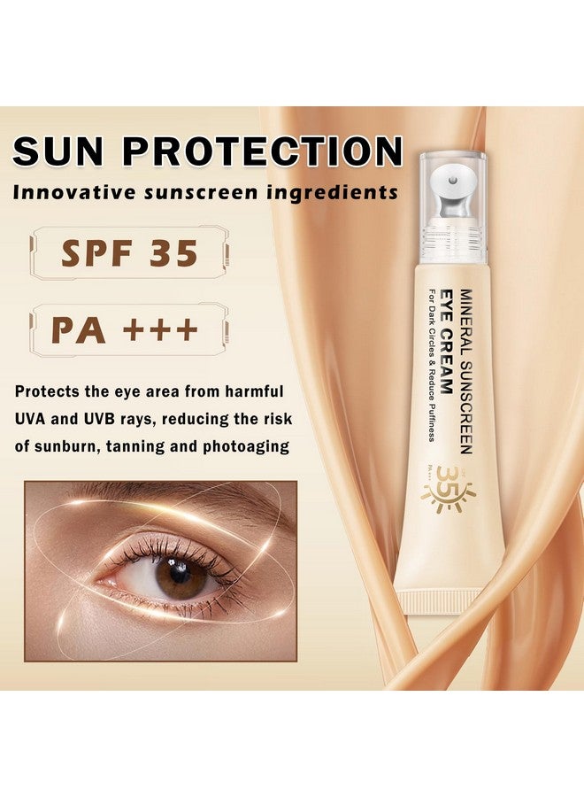 كيو اي يو اف اس اس اي كريم العين الواقي من الشمس المعدني من QIUFSSE، كريم 3 في 1 تحت العين، لعلاج الانتفاخات والهالات السوداء والتجاعيد، مضاد للشيخوخة، مفتح ومُخفي تحت العين، عامل حماية من الشمس 35 (فاتح) - Image 4