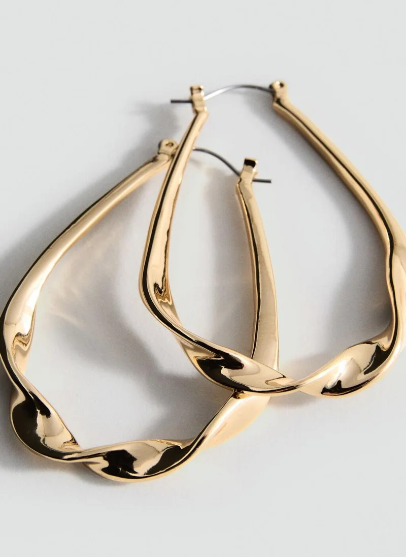 MANGO Twisted Hoop Earrings