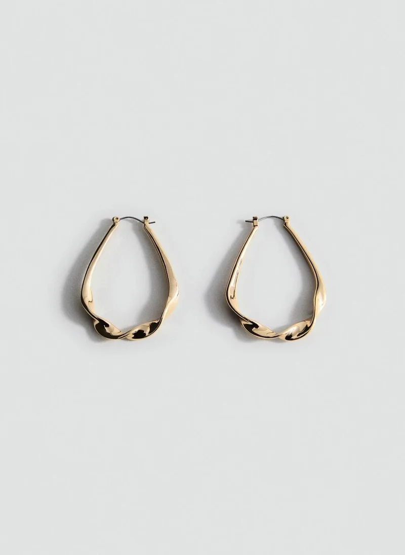 MANGO Twisted Hoop Earrings