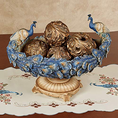 Touch of Class Luxe Plumes Peacock Decorative Centerpiece Bowl Blue  Made of Resin  Handpainted Mosaic  Table Centerpieces Decor for Kitchen Dining Room  165 Inches Wide