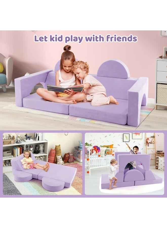 INFANS Mondular Kids Play Couch, 8PCS Toddler Sectional Sofa Building Fort for Bedroom Playroom, Imaginative Convertible Floor Cushion, Foam Set for Boys Girls - Image 2