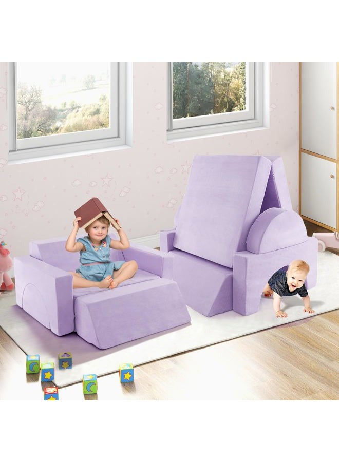 INFANS Mondular Kids Play Couch, 8PCS Toddler Sectional Sofa Building Fort for Bedroom Playroom, Imaginative Convertible Floor Cushion, Foam Set for Boys Girls - Image 4