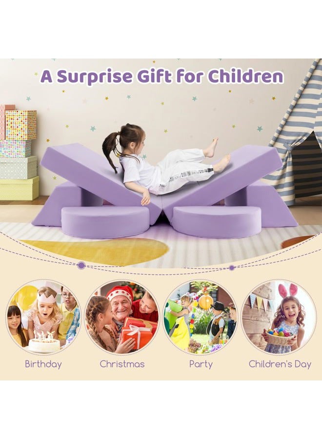INFANS Mondular Kids Play Couch, 8PCS Toddler Sectional Sofa Building Fort for Bedroom Playroom, Imaginative Convertible Floor Cushion, Foam Set for Boys Girls - Image 5