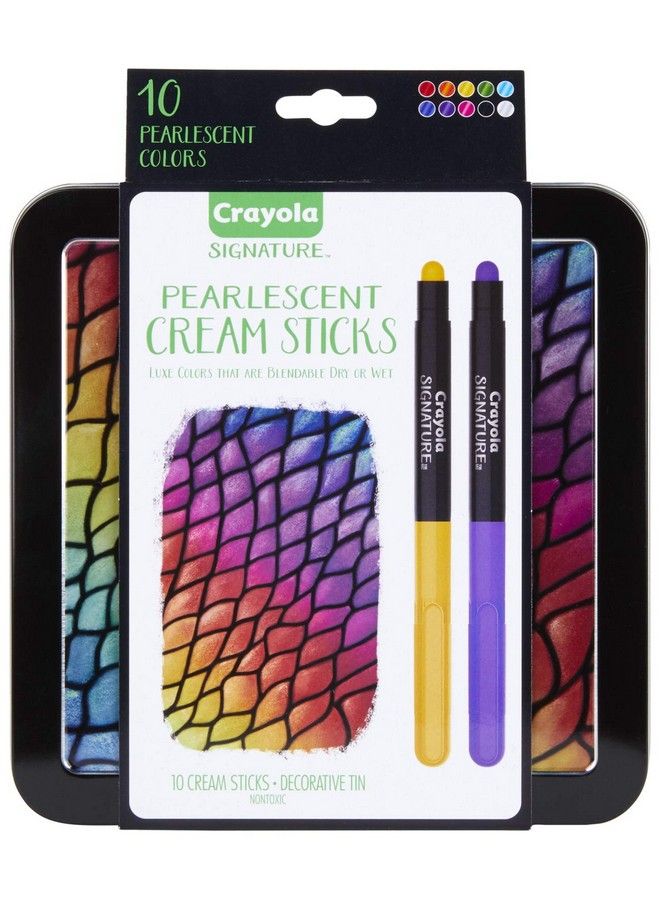 Crayola Pearlescent Cream Sticks & Case Oil Pastel Alternative Gift Set 10 Count - Image 2