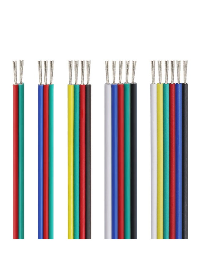 UL1007 Rehearsal Line Colorful RGB Light Strip Connection Extension Parallel Color Parallel Electronic Power Cord-Color:Four Parallel Lines Yellow, Green, Red And Black-Line Length:Ul1007-20
