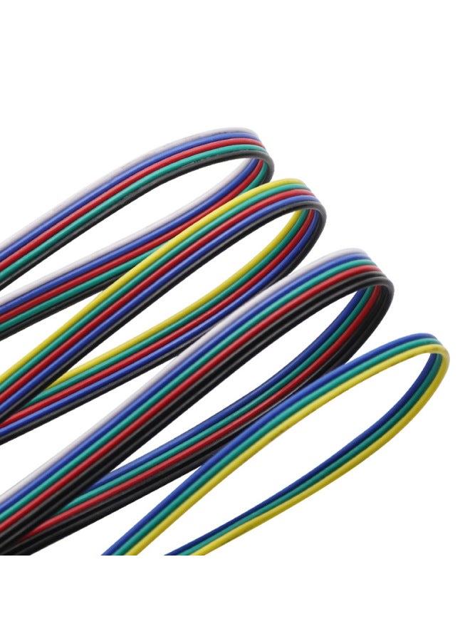 UL1007 Rehearsal Line Colorful RGB Light Strip Connection Extension Parallel Color Parallel Electronic Power Cord-Color:Four Parallel Lines Yellow, Green, Red And Black-Line Length:Ul1007-20