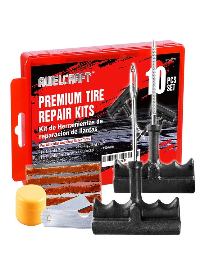 AWELCRAFT Economical Tire Repair Kit to Fix Punctures and Plug Flats, 10-Piece Value Pack, Ideal for Cars, Trucks, Motorcycles, ATV, with Storage case - Image 1
