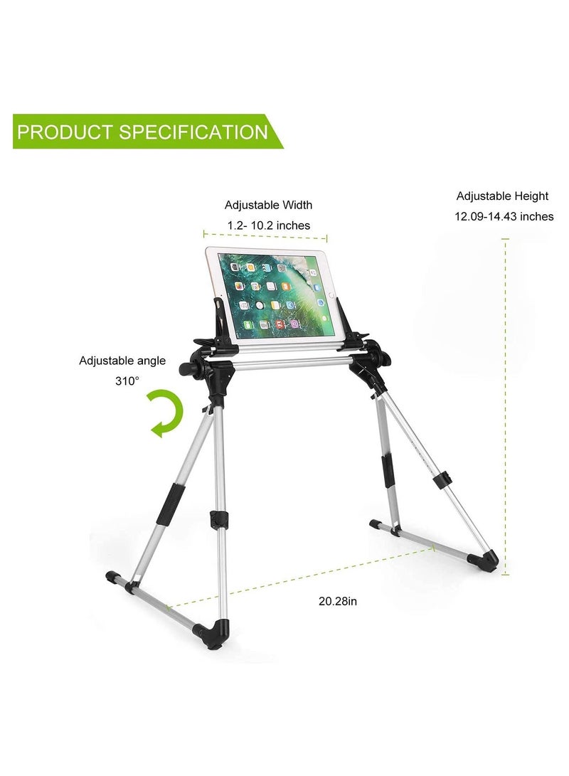 Tablet Holder, 360 Adjustable Phone/Tablet Stand with Steel Arm, Lazy Mount Tablet Clamp for All 4"-10.5" Phones, Tablet, Switch, for Gaming, Watching Video  - Image 4