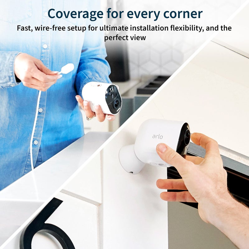 ARLO كاميرا أرو ألترا 2 سبوتلايت 4K HDR (2 كاميرات، SmartHub متضمن و مطلوب) | كاميرا أمان منزلية لاسلكية | رؤية ليلية ملونة، مستشعر حركة، زاوية رؤية 180º، صوت ثنائي الاتجاه، أبيض - Image 3