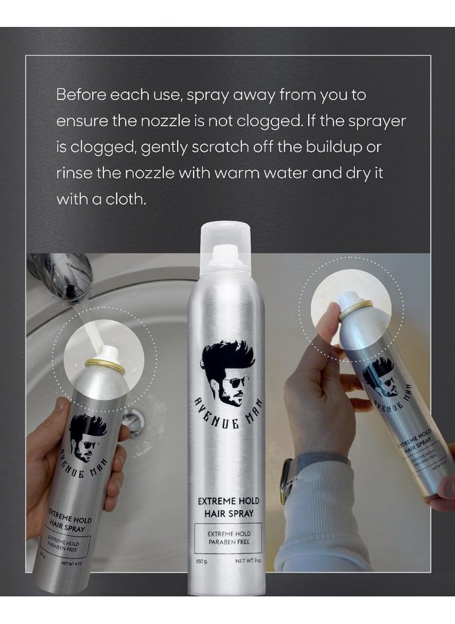 Avenue Man - Avenue Man Extreme Hold Hairspray, 9.0 oz - Paraben-Free Hair Spray for Men with Natural Extracts - Hair Products For Men - Extra Firm Hold Hair Spray, Made in Portugal - Image 1