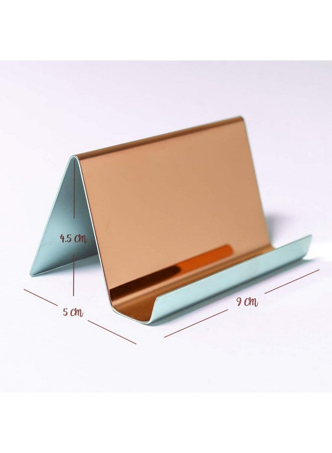 California Basics Business Card Holder Rose Gold (3-Pack), 9 x 5 x 4.5 cm Stainless Steel Business Card Table Top Display Stand, Namecard Holder Desktop Organizer, Modern Rose Gold Desk Accessories for Corporate Desk - Image 2
