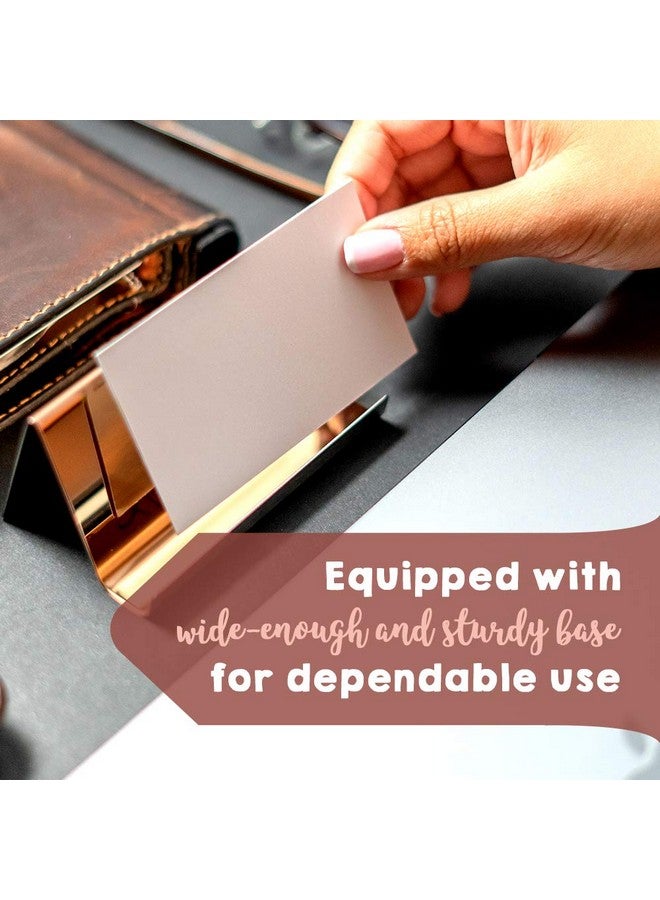 California Basics Business Card Holder Rose Gold (3-Pack), 9 x 5 x 4.5 cm Stainless Steel Business Card Table Top Display Stand, Namecard Holder Desktop Organizer, Modern Rose Gold Desk Accessories for Corporate Desk - Image 5