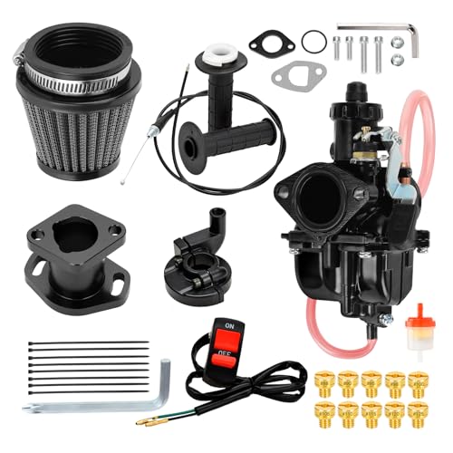 FVRITO VM22 Carburetor and Throttle Kit for Predator 212cc 196cc Coleman Mini Bike CT200U CT200UEX BT200X Axis M200 KT196 Go Kart Baja Warrior MB200 GX160 OHV Clone Engine Performance Parts Black - Image 1