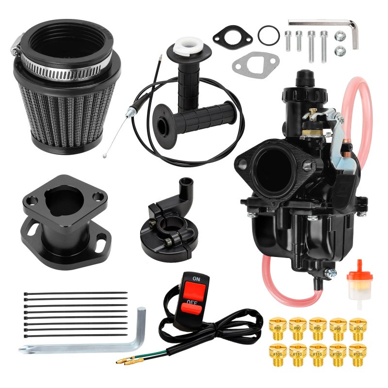 FVRITO VM22 Carburetor and Throttle Kit for Predator 212cc 196cc Coleman Mini Bike CT200U CT200UEX BT200X Axis M200 KT196 Go Kart Baja Warrior MB200 GX160 OHV Clone Engine Performance Parts Black - Image 2